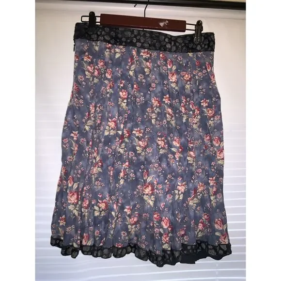 Y2K Custo Barcelona Pleated Floral Grunge Skirt Size 36 - Picture 1 of 5